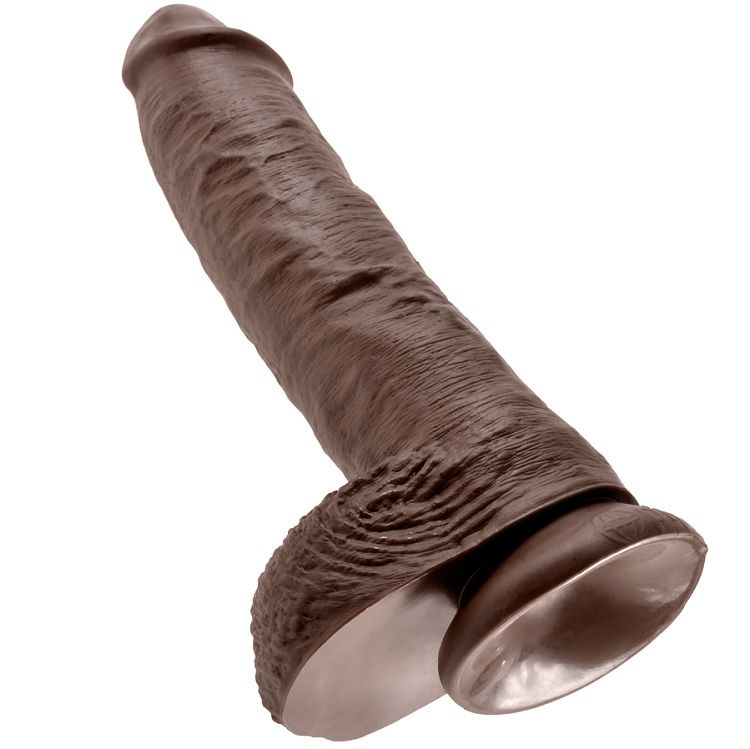 KING COCK - 10 DILDO BRAUN MIT EIER 25.4 CM – Bild 5
