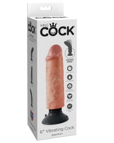 KING COCK - VIBRATORDILDO 15.24 CM NATÜRLICH