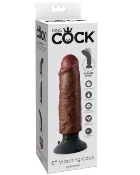 KING COCK - VIBRIERENDER SCHWANZ BRAUN 15,24 CM