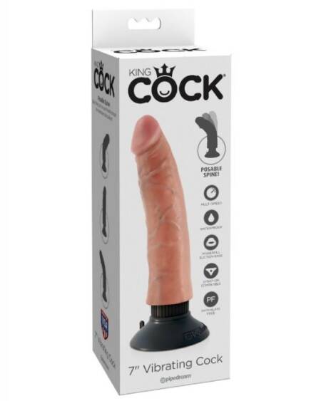 KING COCK - VIBRATORDILDO 17.78 CM NATÜRLICH