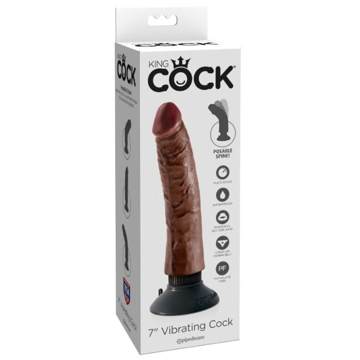 KING COCK - VIBRIERENDER SCHWANZ BRAUN 17,78 CM – Bild 2