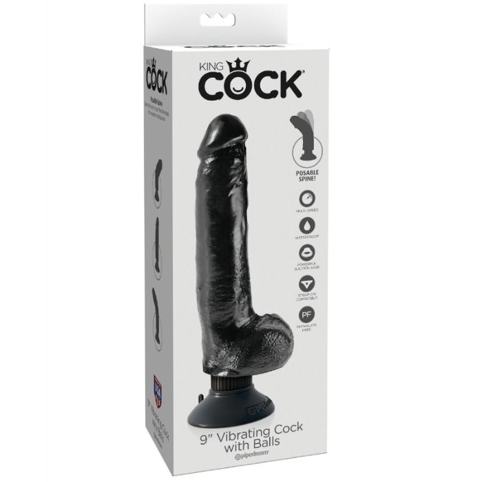 KING COCK - VIBRIERENDER DILDO MIT HODEN 23 CM SCHWARZ – Bild 2