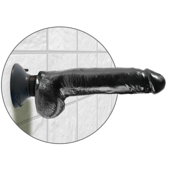 KING COCK - VIBRIERENDER DILDO MIT HODEN 23 CM SCHWARZ – Bild 4