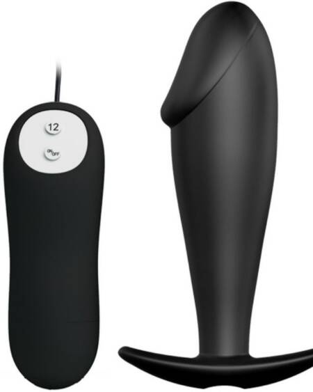 PRETTY LOVE - SILIKON ANAL PLUG PENIS FORM UND 12 VIBRATIONSMODI SCHWARZ