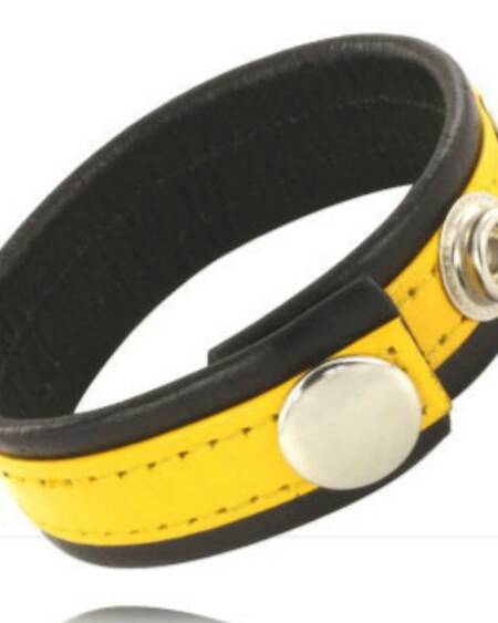 LEATHER BODY - VERSTELLBARER LEDERRIEMEN PENIS GELB-SCHWARZ