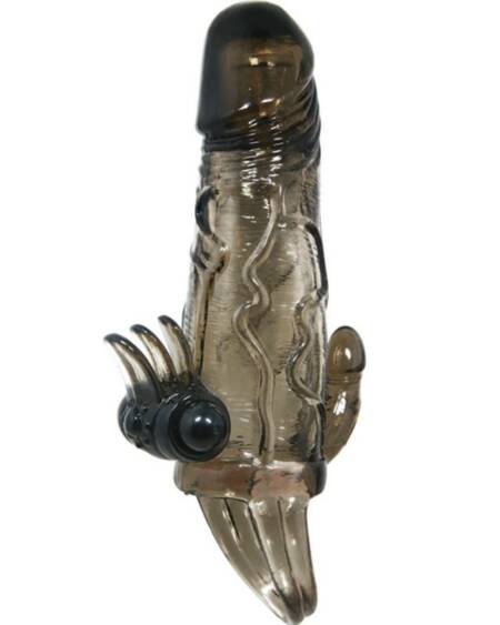 BAILE - BRAVE MAN PENISHÜLLE MIT KLITORIS UND ANALSTIMULATION DOPPELTE KUGEL SCHWARZ 16.5 CM