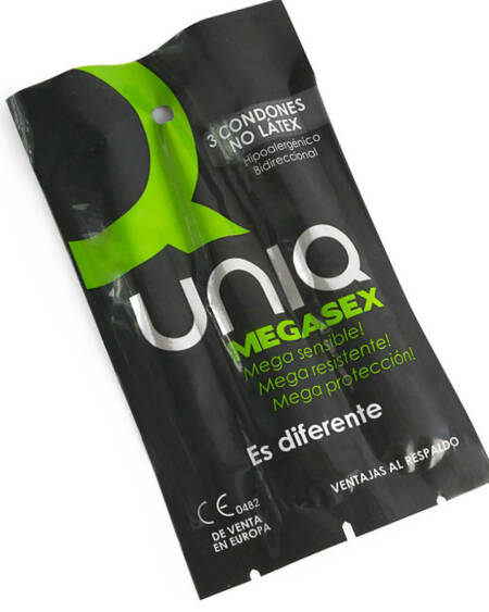 UNIQ - MEGASEX LATEX FREE SENSITIVE CONDOMS 3 UNITS
