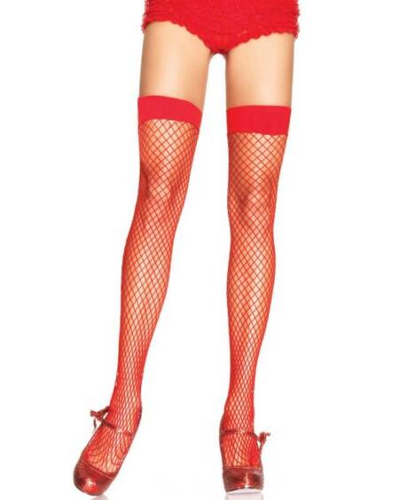 LEG AVENUE - FISHNET THIGH HIGHS ROT EINE GRÖSSE