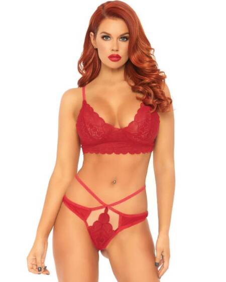 LEG AVENUE - 2-TEILIGES SET, SPITZEN-BRALET UND TANGA M/L