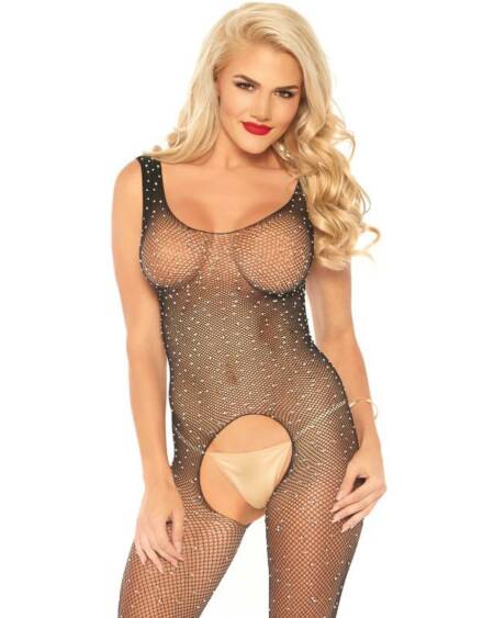 LEG AVENUE - FISHNET TANK BODYSTOCKING, EINE GRÖSSE