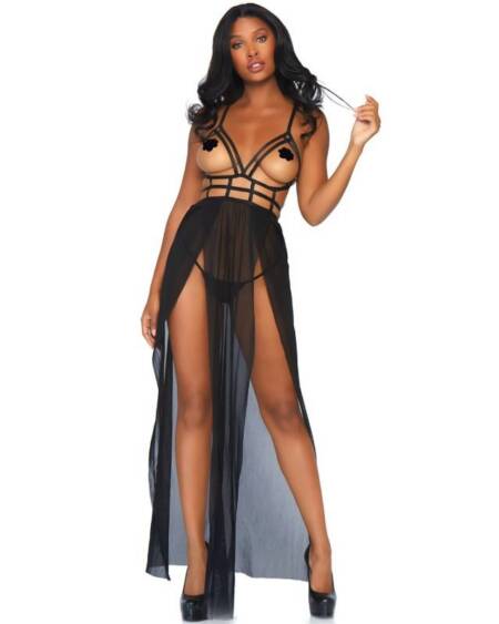 LEG AVENUE - CAGE MAXIKLEID UND TANGA S/M