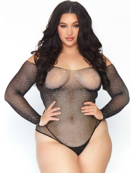 LEG AVENUE - KRISTALLISIERTER FISCHNETZ-BODYSTOCKING 1X-2X