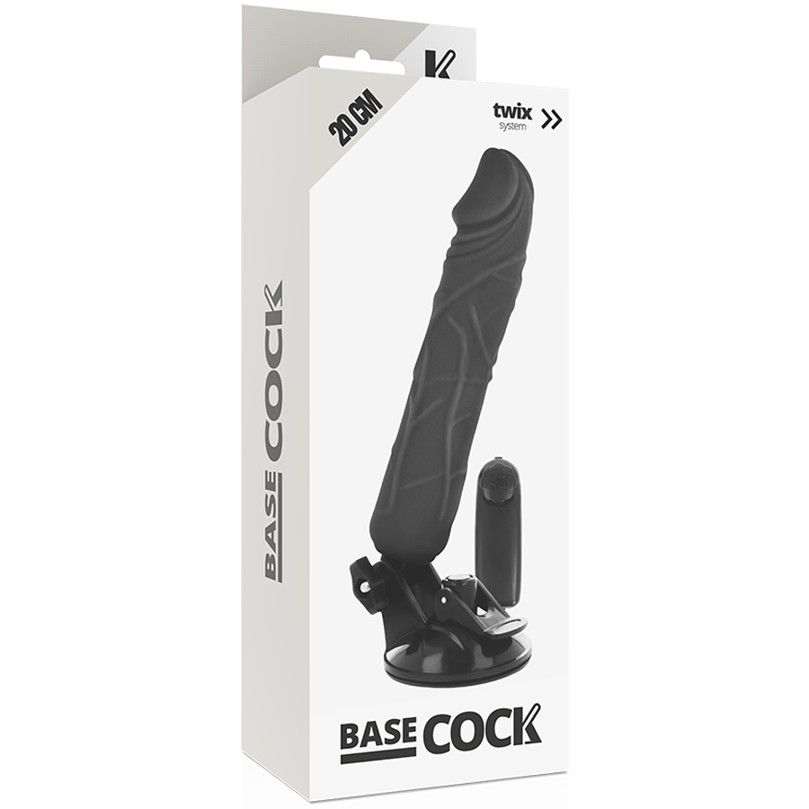 BASECOCK - REALISTISCHER VIBRATOR MIT FERNBEDIENUNG SCHWARZ 20 CM -O- 4 CM – Bild 4