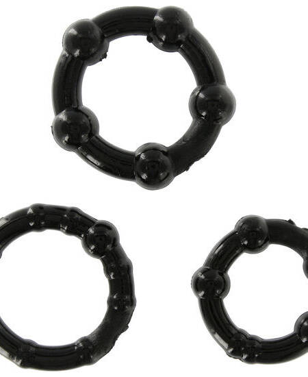 SEVEN CREATIONS - SET AUS DREI SCHWARZEN PENISRINGEN