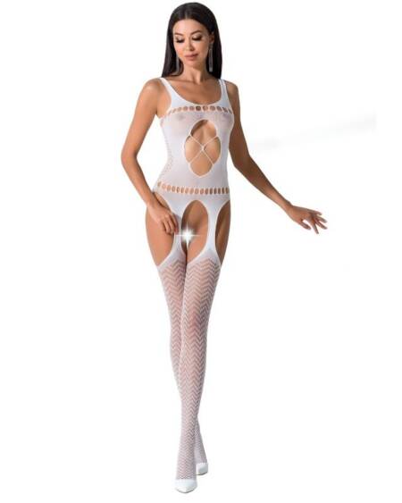 PASSION - WOMAN BS057 WEISSER BODYSTOCKING, EINE GRÖSSE