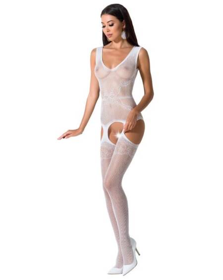 PASSION - WOMAN BS062 WEISSER BODYSTOCKING, EINE GRÖSSE