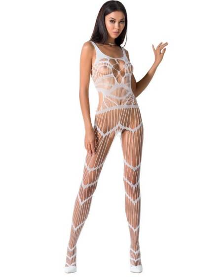 PASSION - WOMAN BS058 WEISSER BODYSTOCKING, EINE GRÖSSE