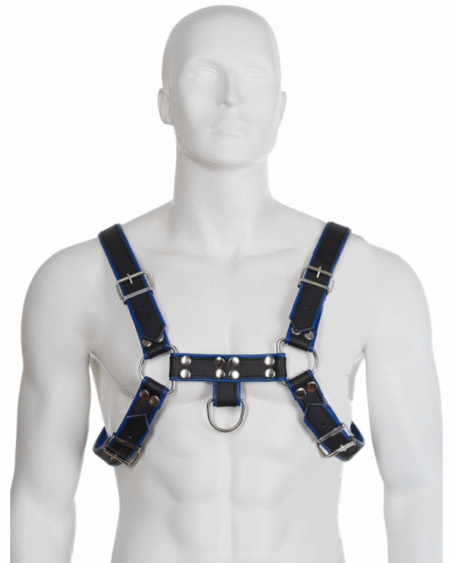 LEATHER BODY - BLAU-SCHWARZ LEDERGESCHIRR BRUST BULLDOG