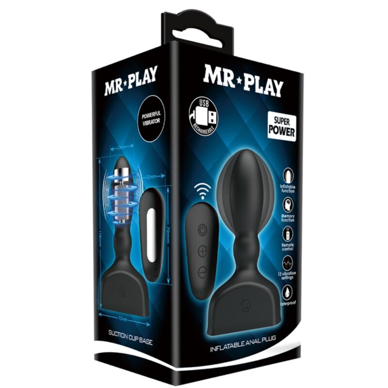 MR PLAY - SCHWARZER AUFBLASBARER ANALSTECKER MIT FERNBEDIENUNG – Bild 6