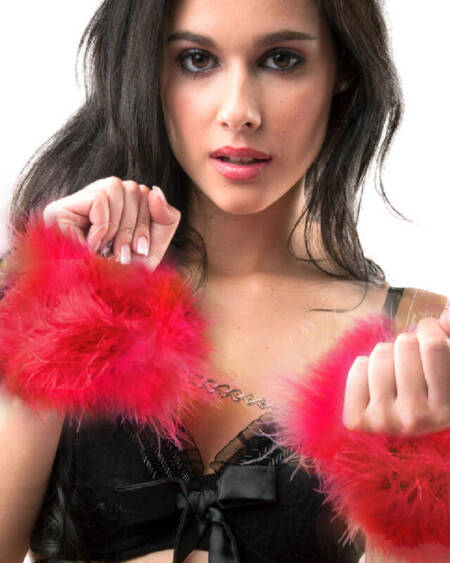 SECRETPLAY - ROTE MARABOU-HANDSCHELLEN