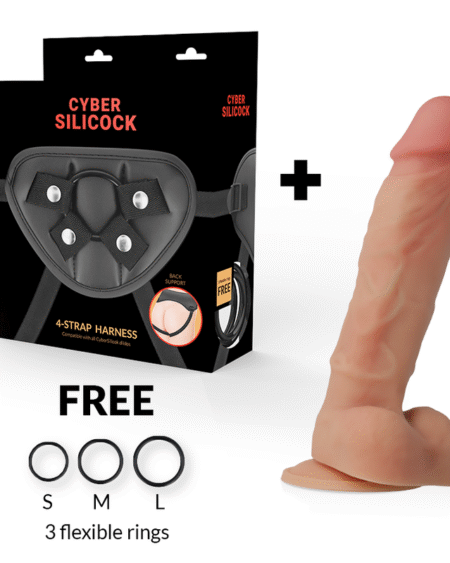 CYBER SILICOCK - STRAP-ON FLÜSSIGE SILIKON OLIVER MIT 3 RINGEN GRATIS 19 CM -O- 3.9 CM